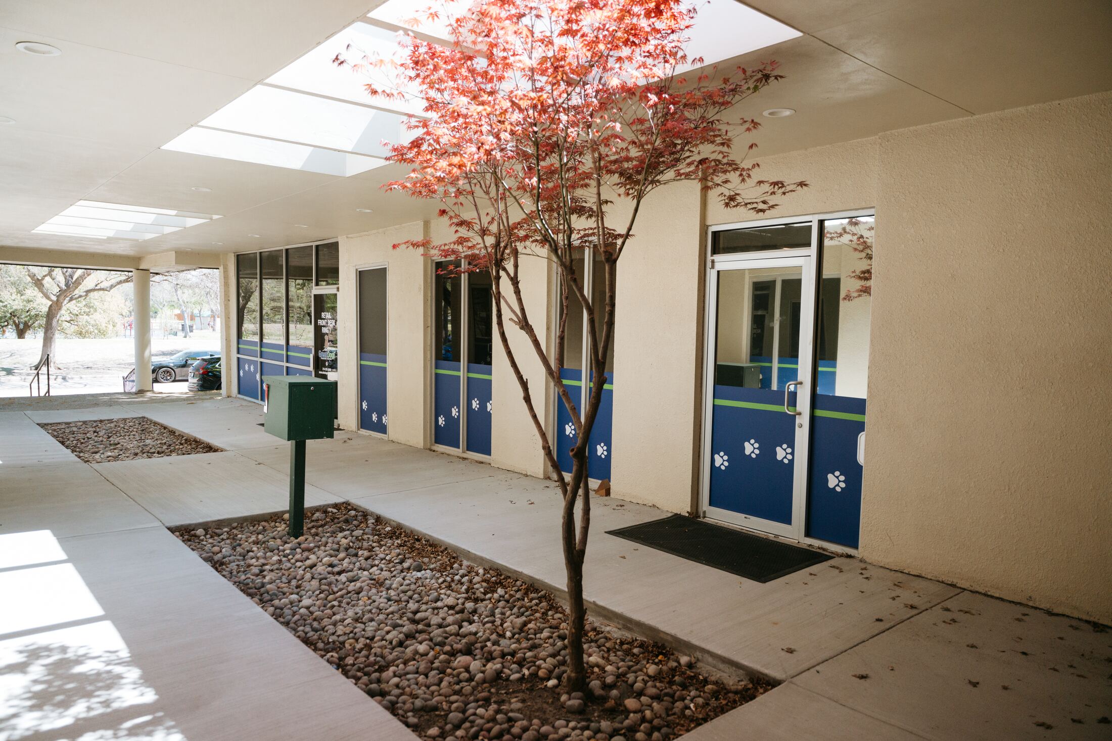 Finished courtyard walkway leading to the training center entrance